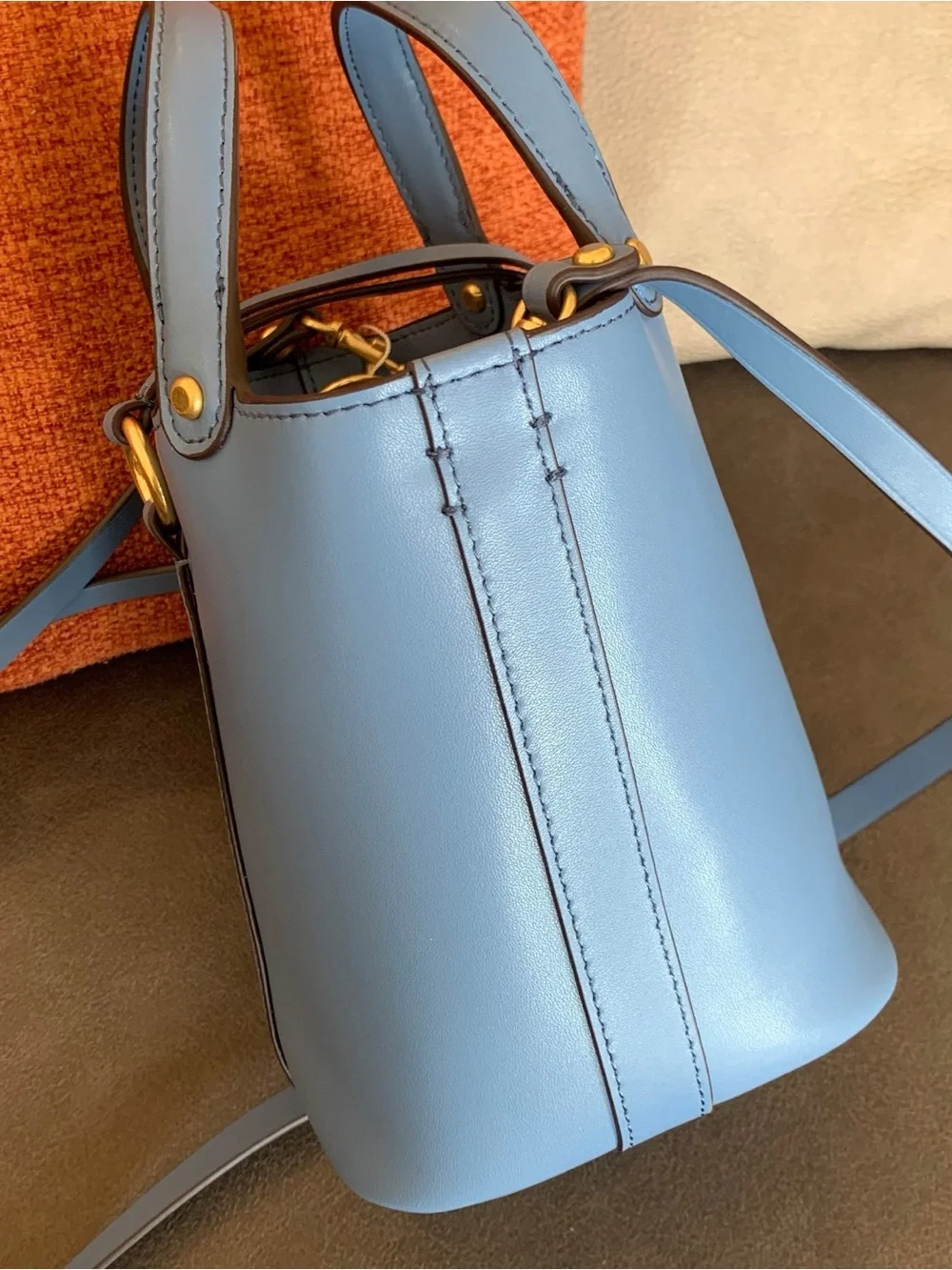 Tory Burch Blue Miller Mini Bucket Bag